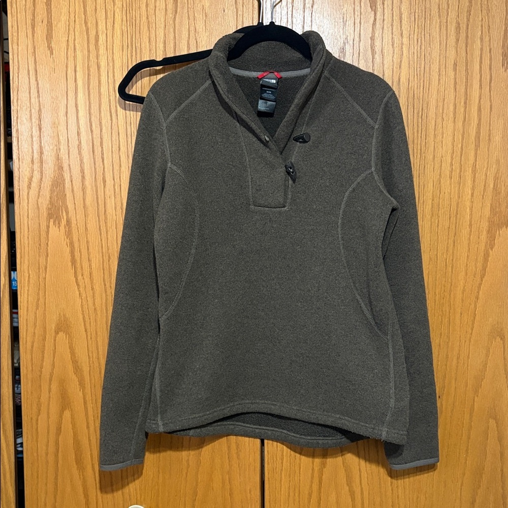 North Face women's M crescent ridge shawl collar fleece pullover toggle buttons